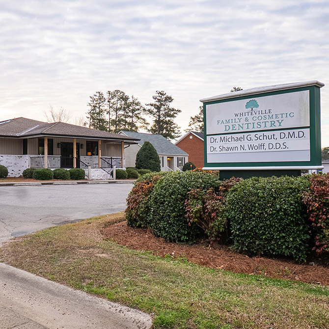 Outside the Whiteville Family and Cosmetic Dentistry dental office